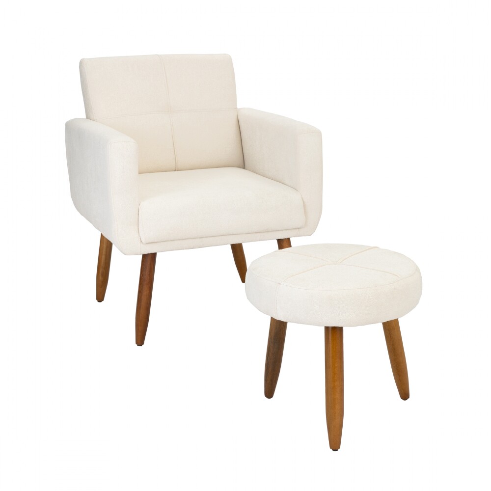 BUTACA Moderna + Puff Havana Tapizada Beige