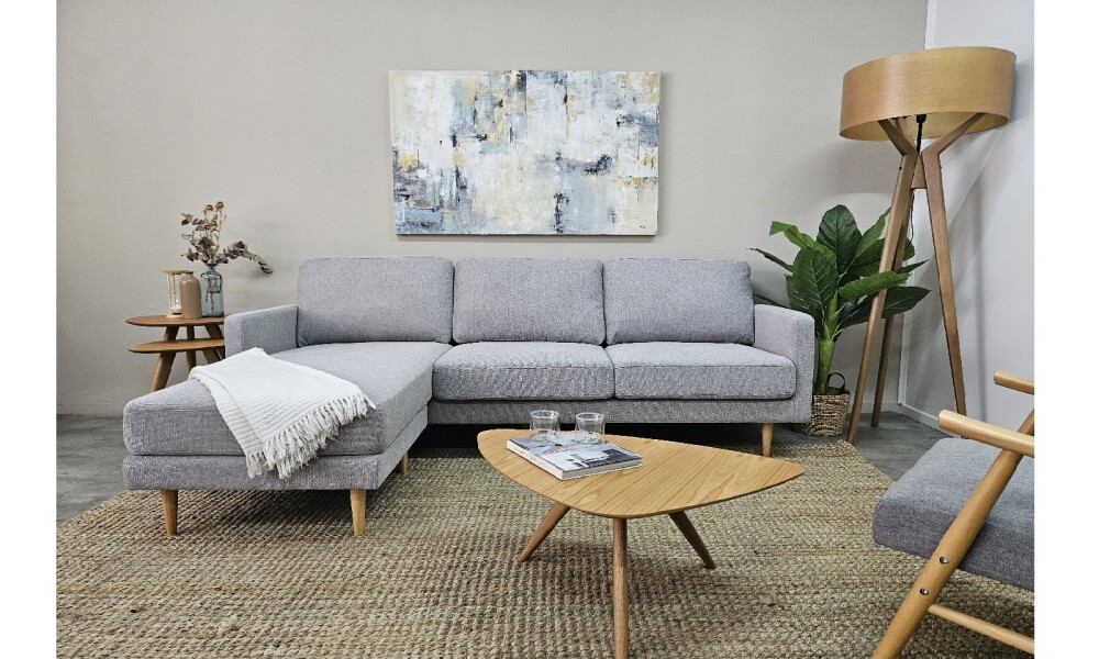 Sofa con Chaise PRADA PREVENTA Light Grey Tela Rústica