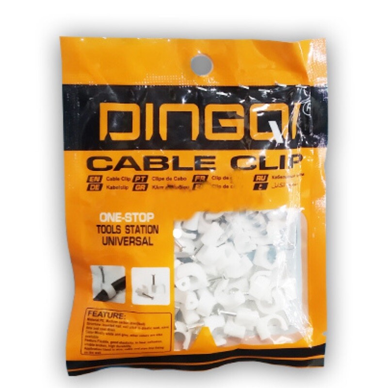 DINGQI GRAPA PLASTICA CURVA PARA CABLE 12MM BOLSA x 100 Dingqi Grapa Plastica Curva Para Cable 12mm Bolsa X 100