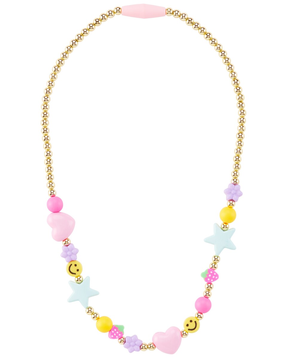 Collar de cuentas, con estrellas y corazones 