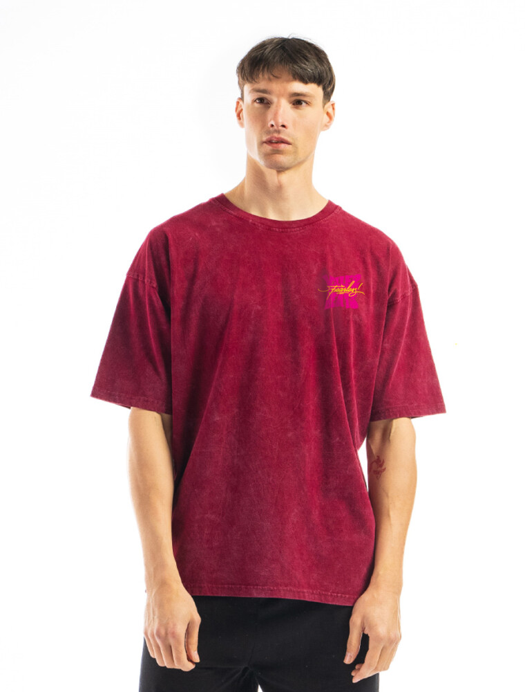 Remera Estampada Oversize Bordo/ Fantasía 1