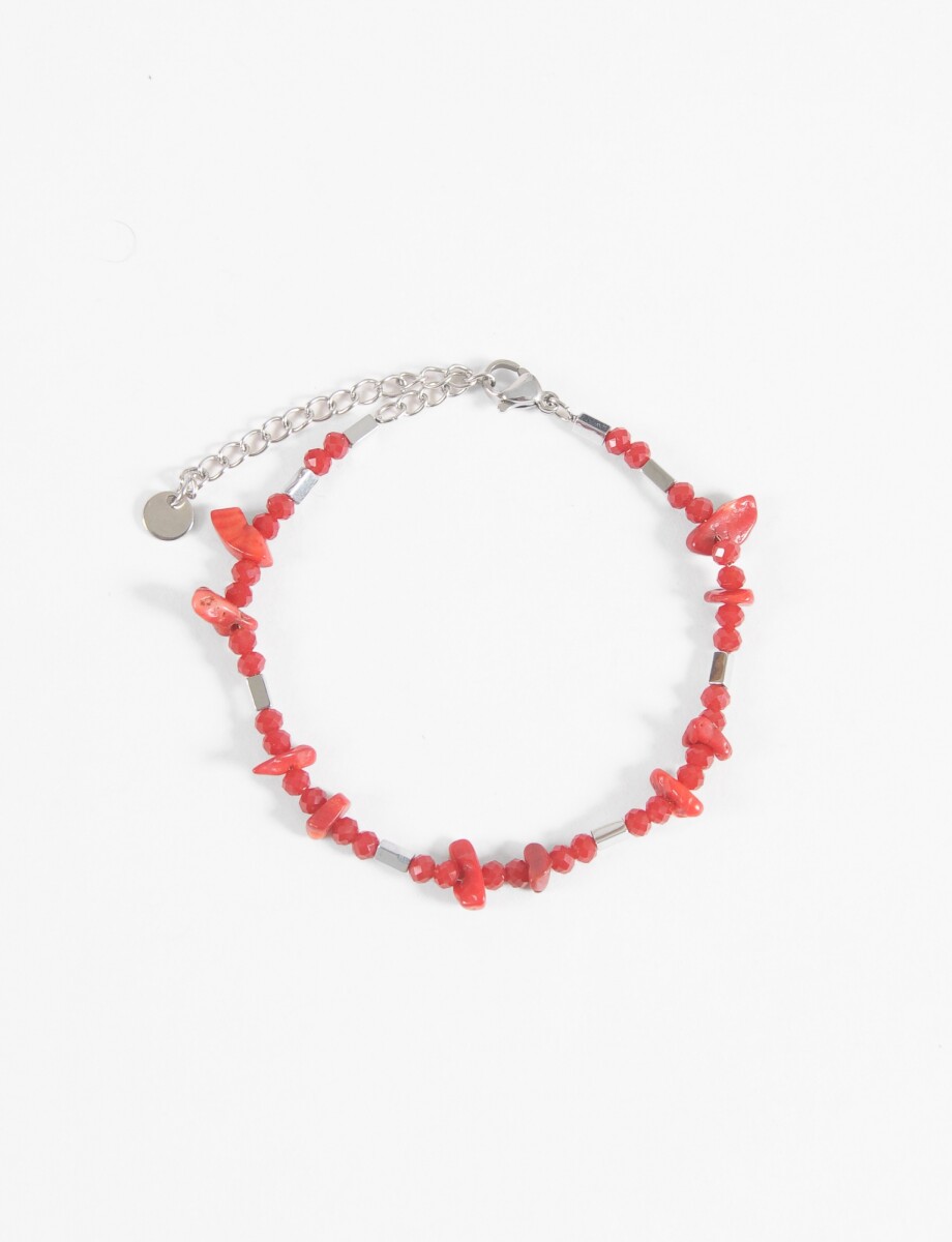 Pulsera piedra acero - rojo 