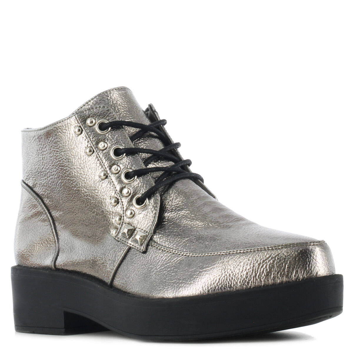 Bota de Mujer Miss Carol BASILI acordonada con aplique de tachas - Plateado 