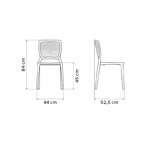 Silla apilable blanca "SAFIRA" con respaldo calado -TRAMONTINA TD0585