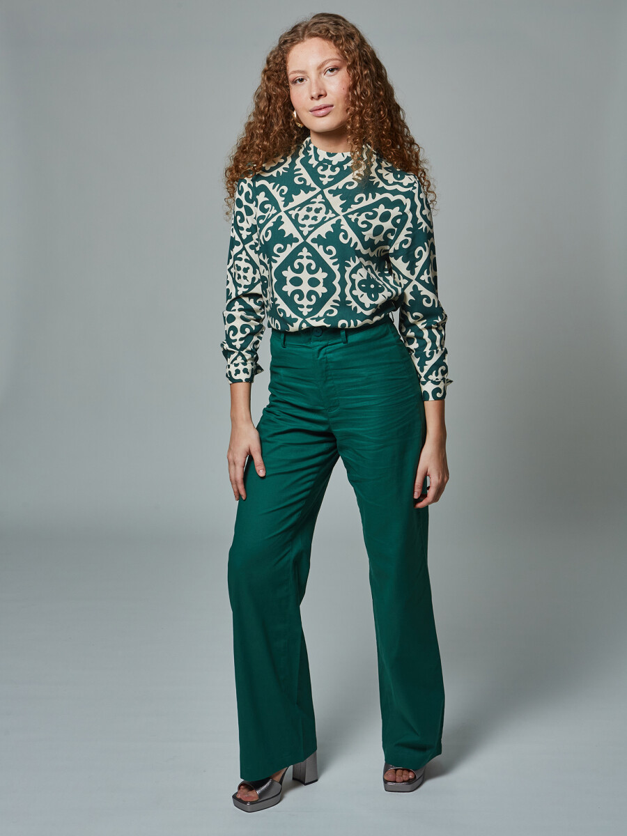 Pantalón lino - verde ingles 