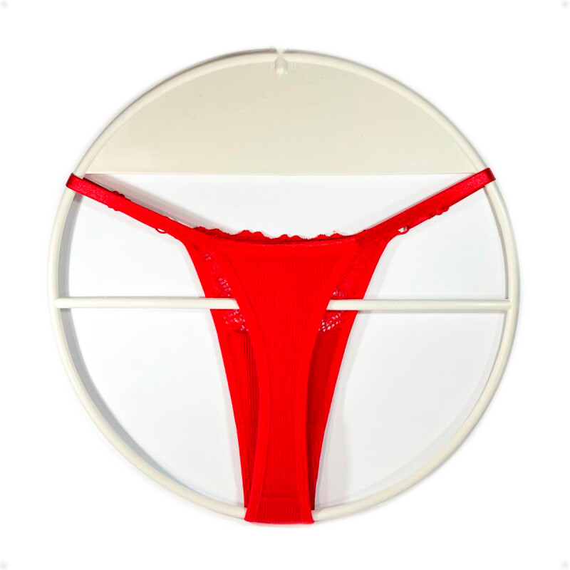 Tanga Colaless Ajustable De Encaje Rojo