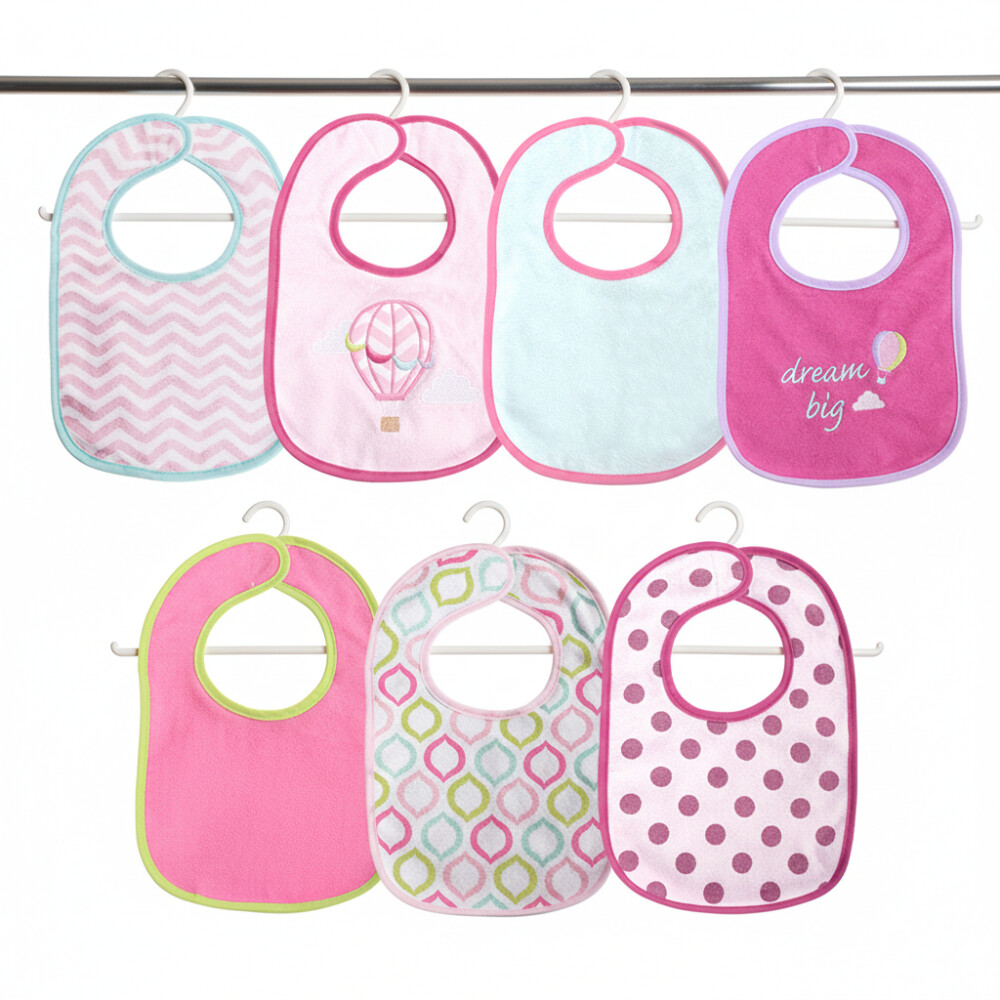 Set x7 baberos c velcro LORELLI rosado