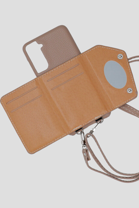 Funda Samsung S24 Con Billetera Y Cadena Nude