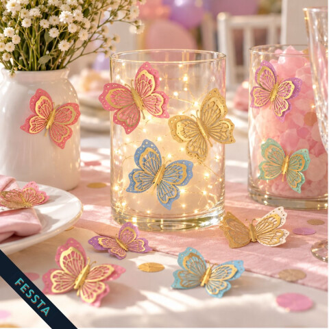 Mariposas 3D x 12 Dorado