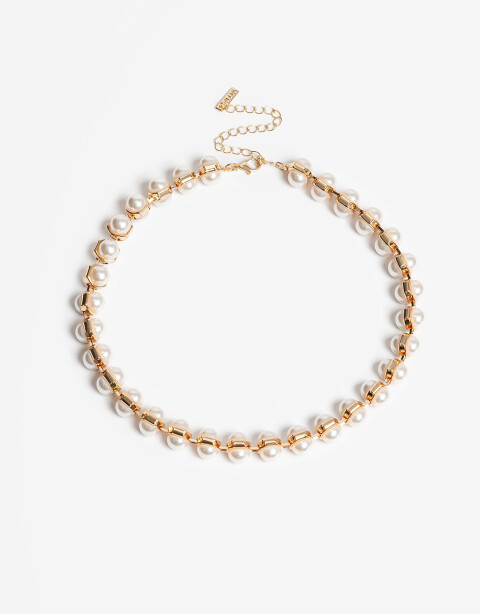 Collares Cortos Perla Collar Corto Perla Sintética - Dorado