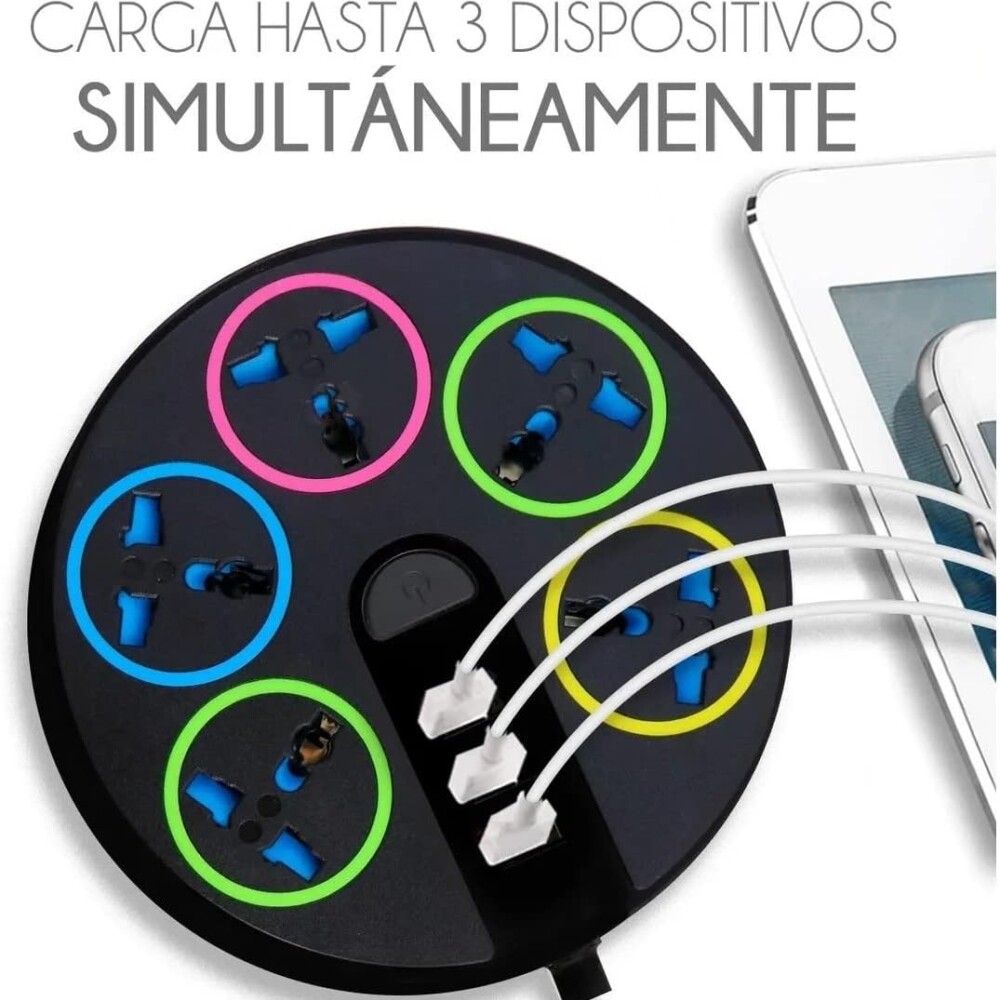 Alargue De Enchufes Con USB Trifasico Alargue De Enchufes Con USB Trifasico