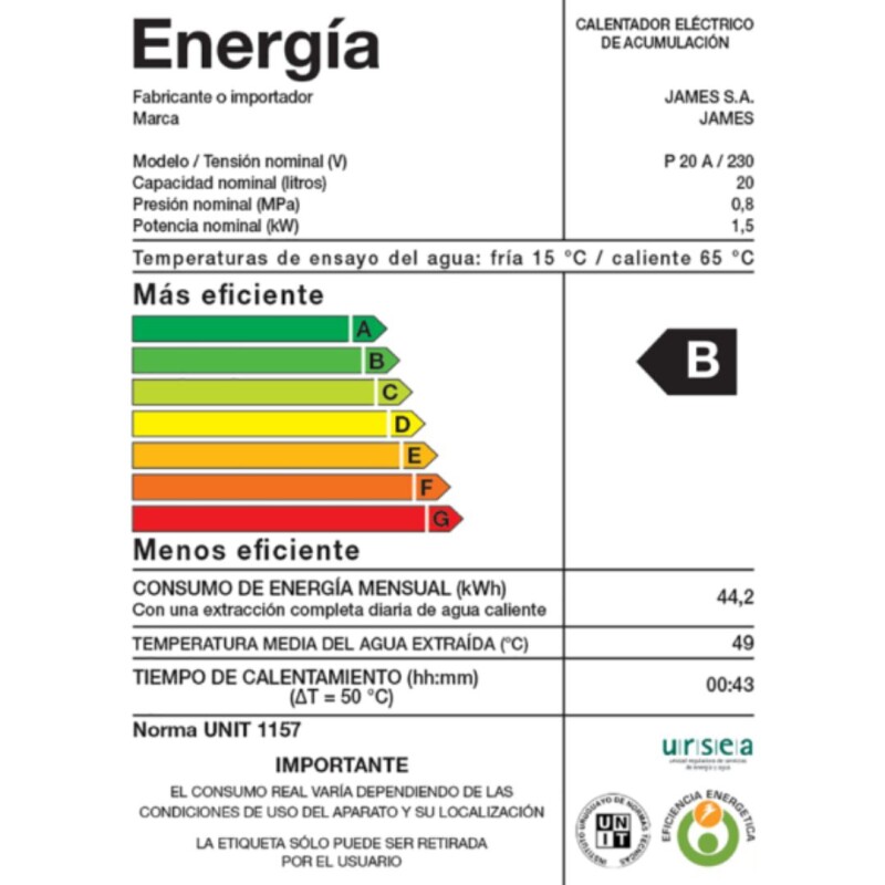 Termotanque Calefón James PRISMA 20 LITROS Termotanque Calefón James PRISMA 20 LITROS