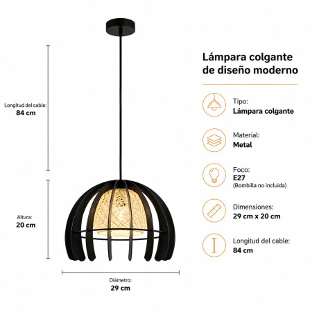 Lámpara Colgante de Techo Metal Hilo E27 Diseño Moderno Negro