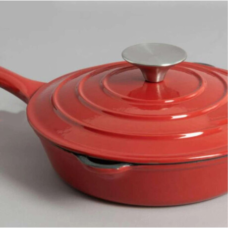 Sarten De Hierro Esmaltada Roja C/tapa 20cm Volf Rojo