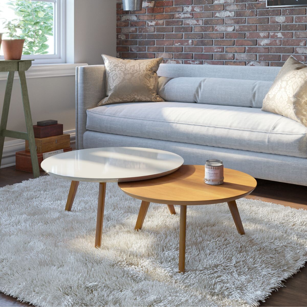 Mesas de Centro Classic - Duo - Off White y Natural 