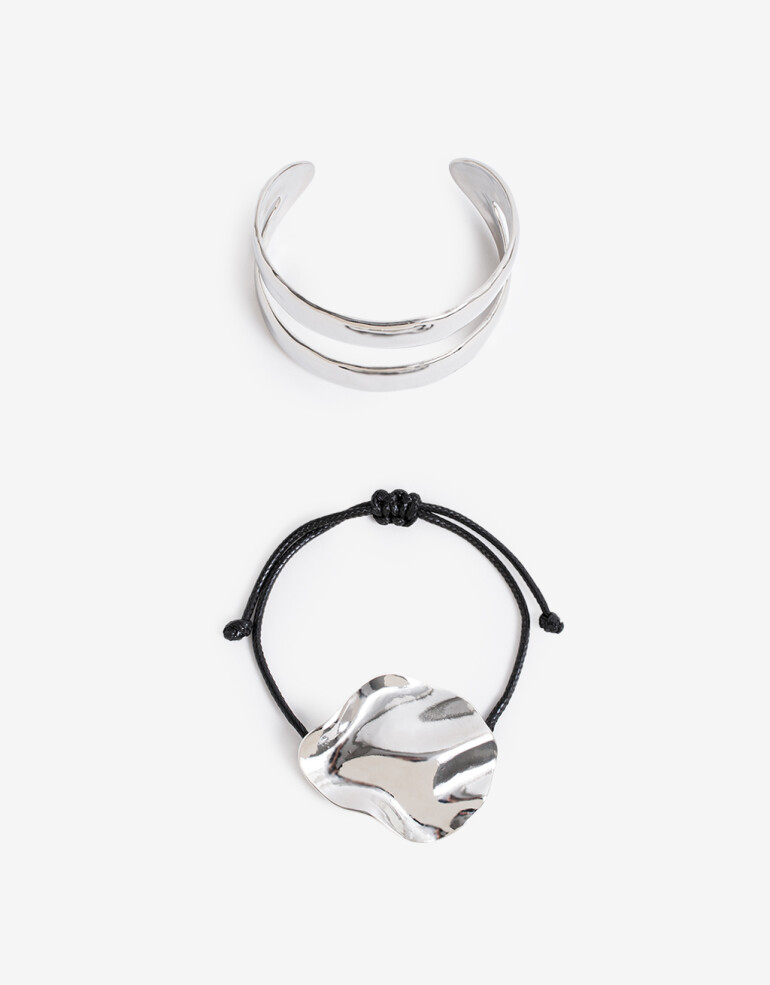 Pulseras Rígidas Sets Metal Set De Pulseras Metal - Plateado Rodio