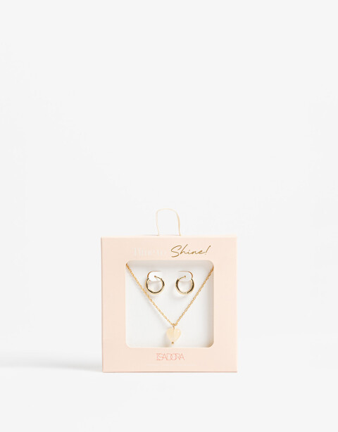 Bijouterie Set Navidad Set De Collar Y Aros Argolla - Dorado