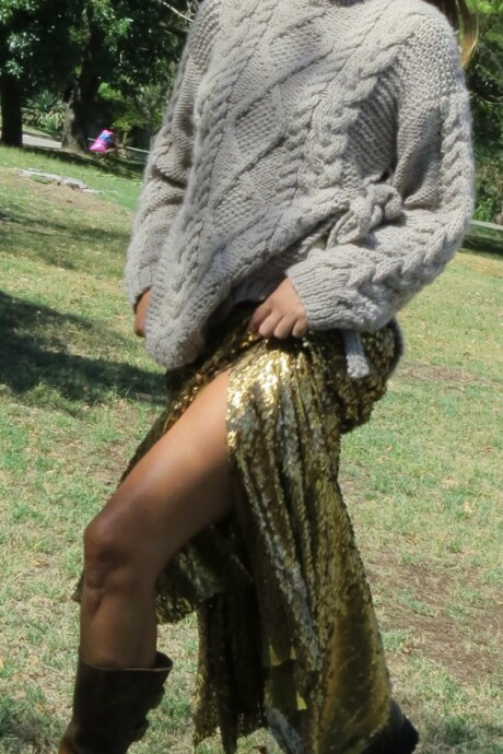 Godet Skirt Lentejuelas Dorado