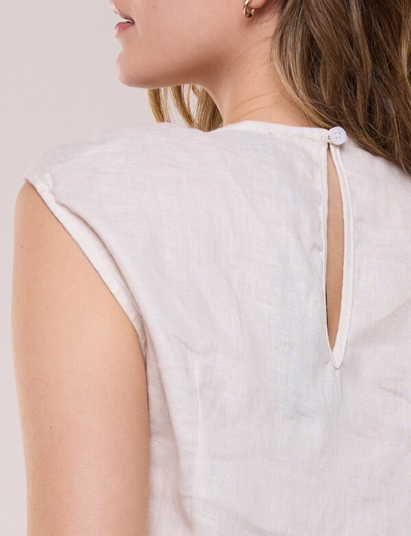 Blusa De Lino Con Hebilla BEIGE CLARO