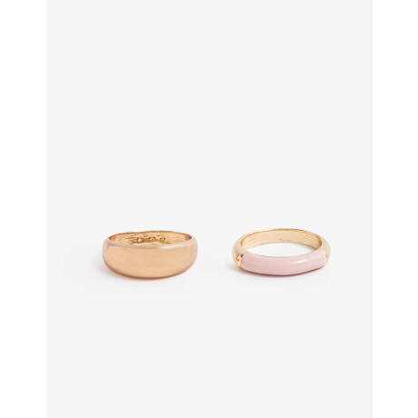 Set De 2 Anillos Esmaltados Bañado En Oro Dorado