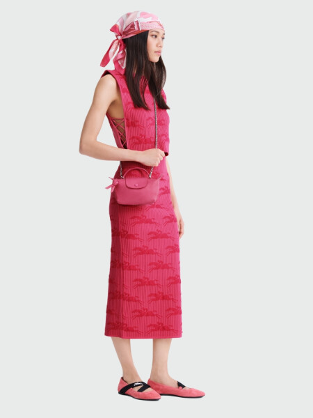 Longchamp - Sobre de cuero, Le Pliage Pink Fucsia