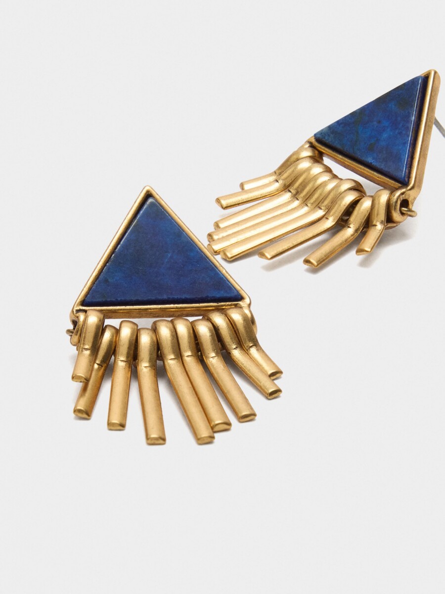 Pendientes Triangulares Con Piedra azul