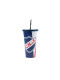 VASO 700ML C/PAJITA Licencias Rojo, Azul Royal, Blanco