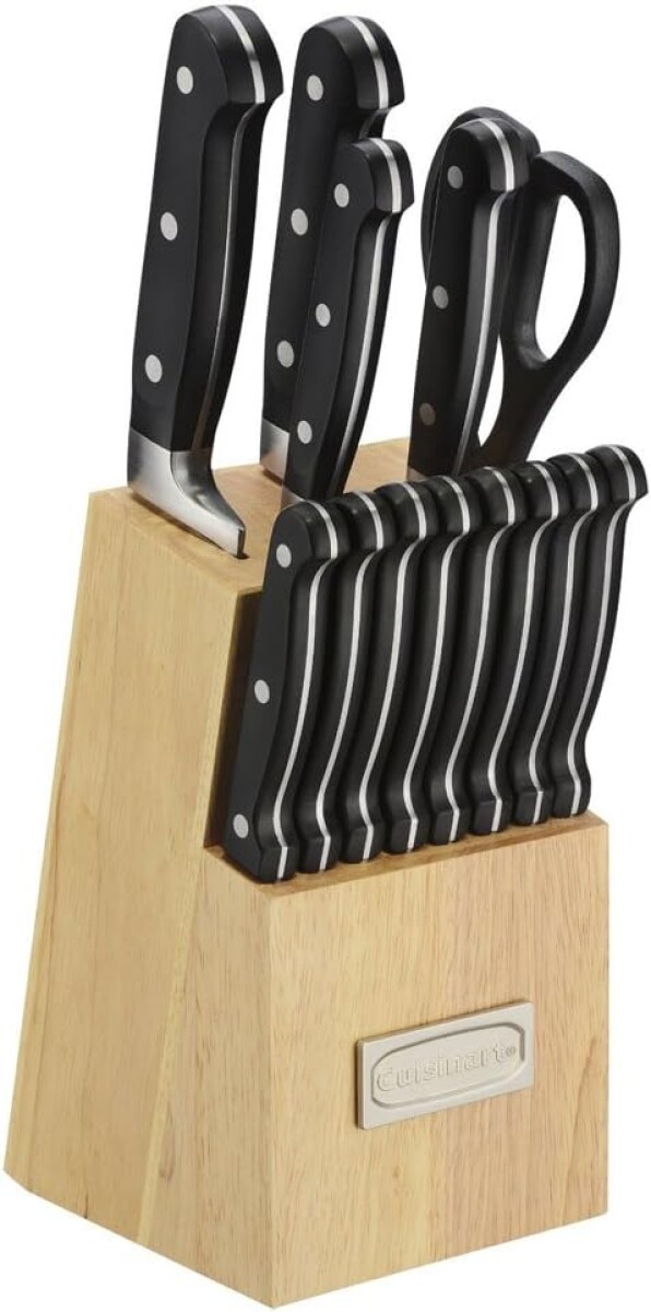 Juego de 14 pzas cuchillos acero inox con triple remache, con soporte Cuisinart 