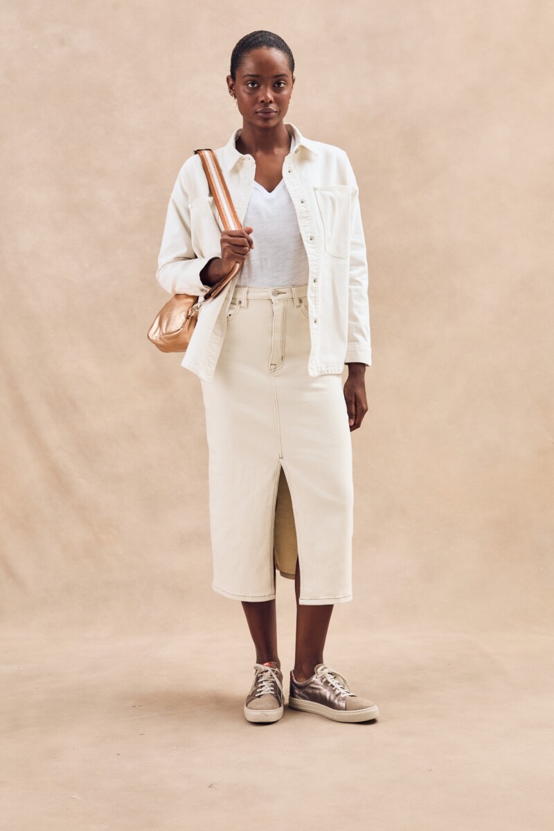 Falda Midi Off White Crudo