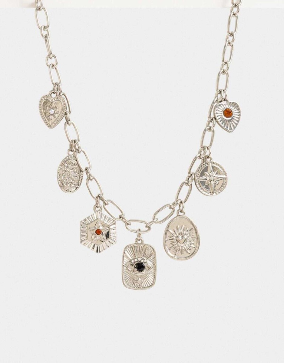 Collar Corto De Metal - Plateado 