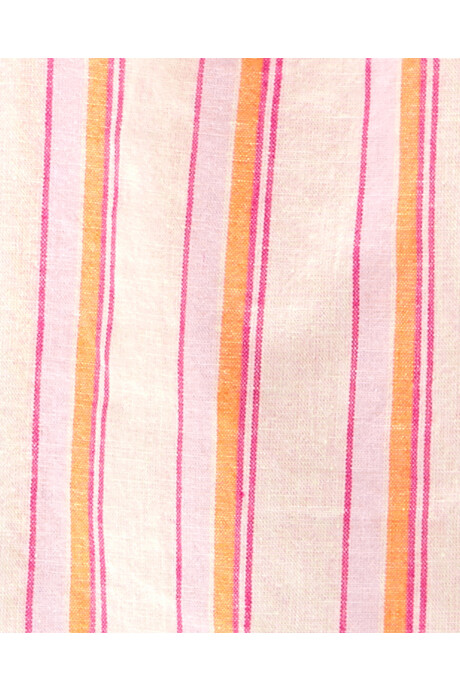 Set dos piezas, short de chambray y blusa de lino, diseño a rayas Sin color