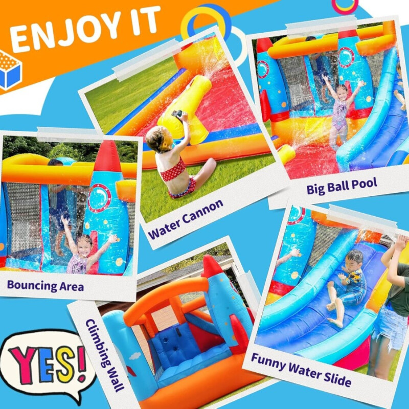 Nave espacial acuática inflable 6 en 1 azul Nave espacial acuática inflable 6 en 1 azul