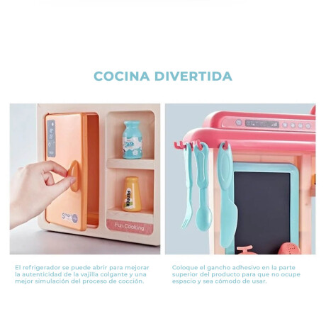 Set De Cocina Completa De 42piezas C/Música 63x45cm Rosa