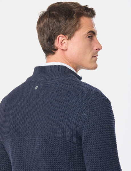 BUZO TEJIDO MEDIO CIERRE CON ESTRUCTURA Azul