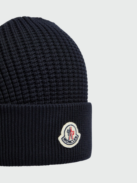 Moncler - Gorro de Algodón Texturizado Azul