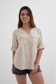 Camisa mangas 3/4 escote en V BEIGE
