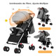 Coche De Paseo Para Bebe 4 Ruedas Chasis Blanco Gris