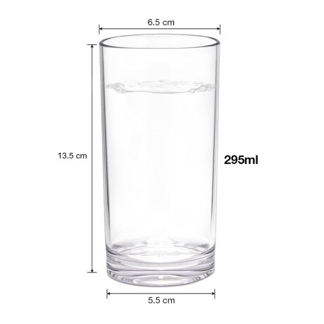 Set X6 Vaso Cubero en Vidrio con Fondo Delgado Crisa 295Ml Transparente