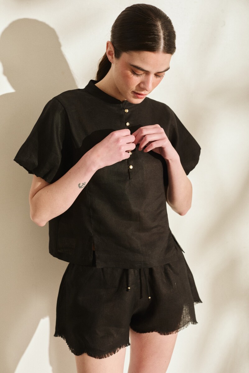 BLUSA TROPICAL Negro