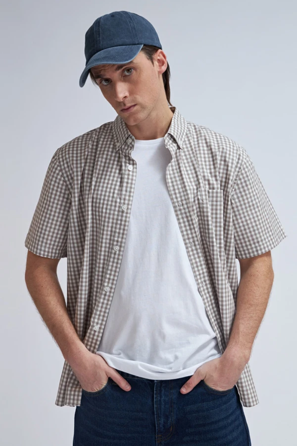 Camisa manga corta A Cuadros Grises