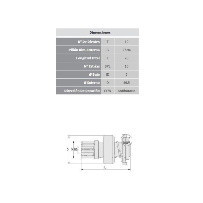 BENDIX DE ARRANQUE GOL 1.0 (OUTLET) Bendix De Arranque Gol 1.0 (outlet)