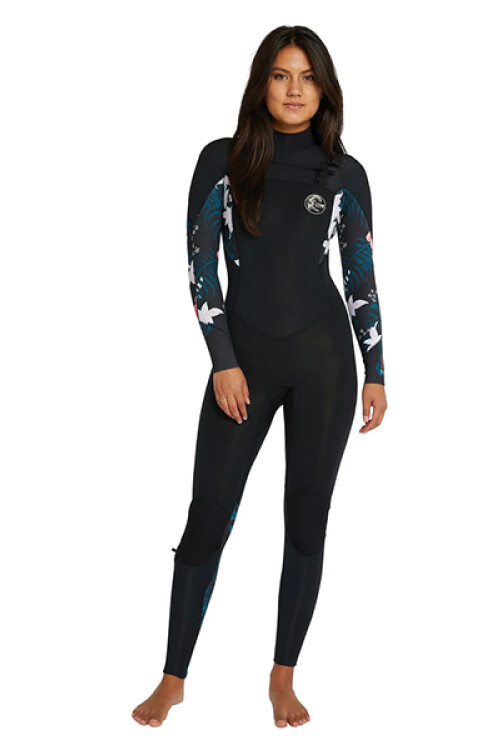 Bahia 3/2mm - Chest zip Hibisco Negro