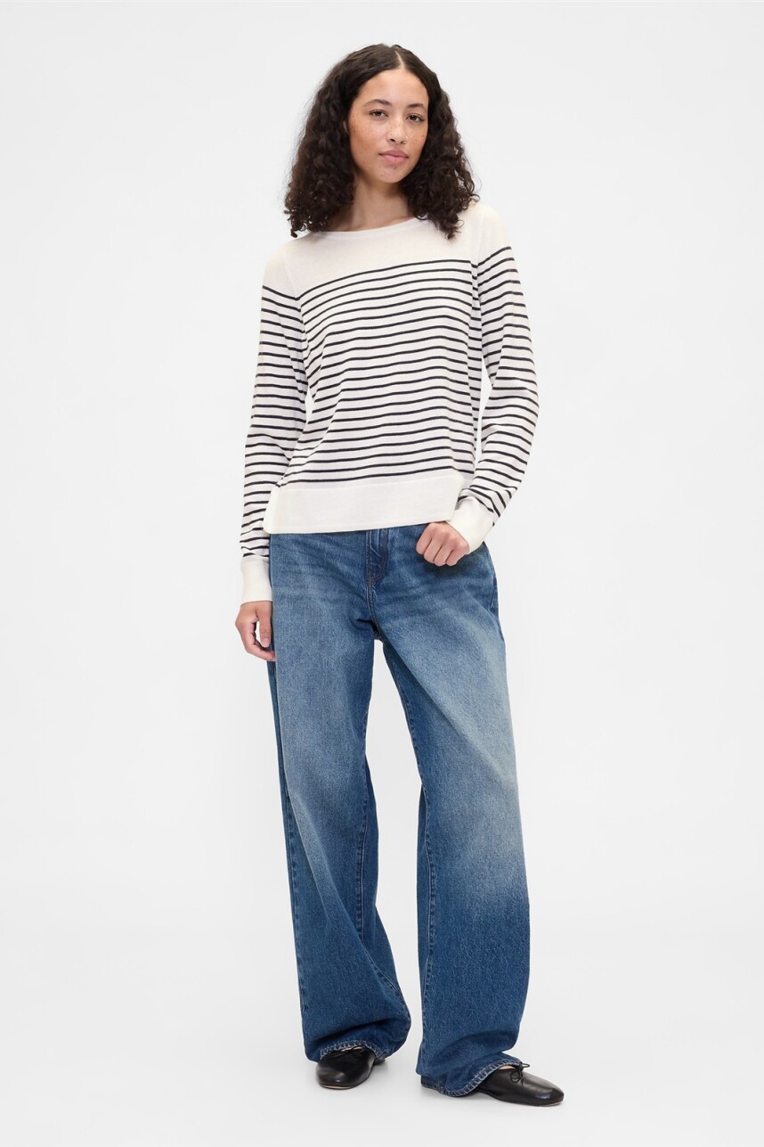 Buzo Cuello Bote A Rayas Mujer Milk Stripe