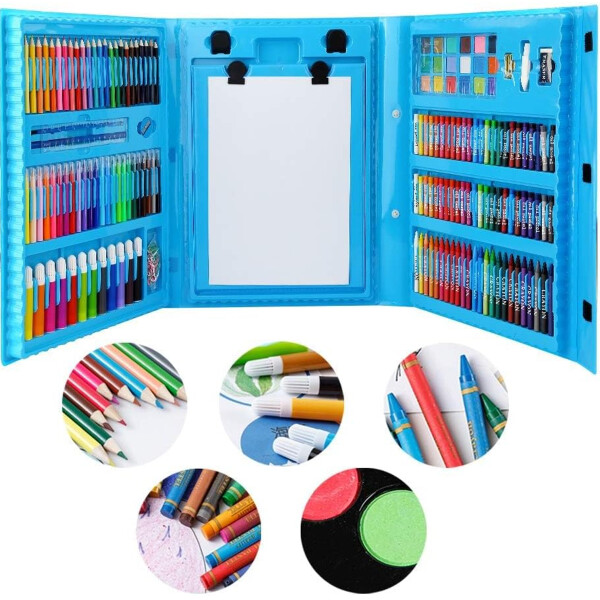 Set Kit Arte Dibujo Y Pinturas 208 Piezas Valija Infantil Ax Variante Color Azul