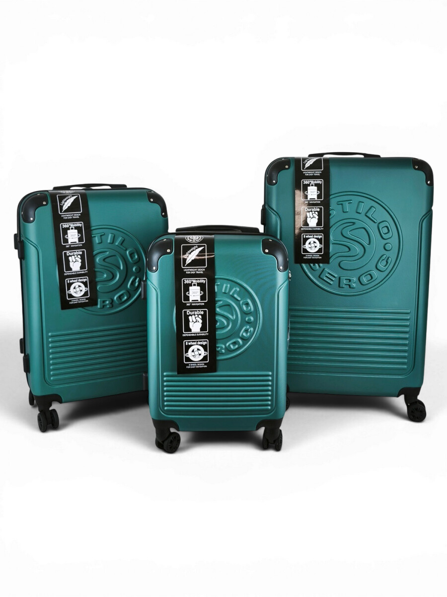 Set de 3 valijas ABS (fibra) de 20", 24" y 28" - Verde oscuro 