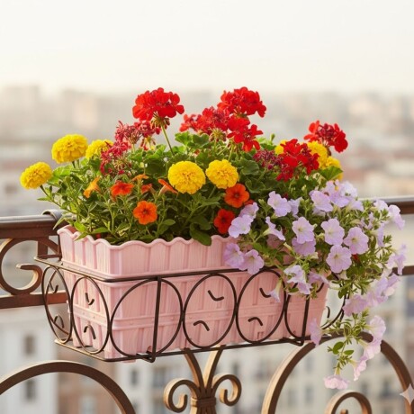 Maceta de balcón 30 cm simil bambú ROSADO