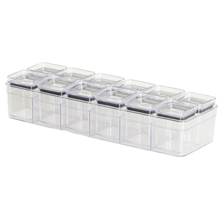 Kit Organizador Condimentos Lumini X13 Frascos y Soporte Transparente