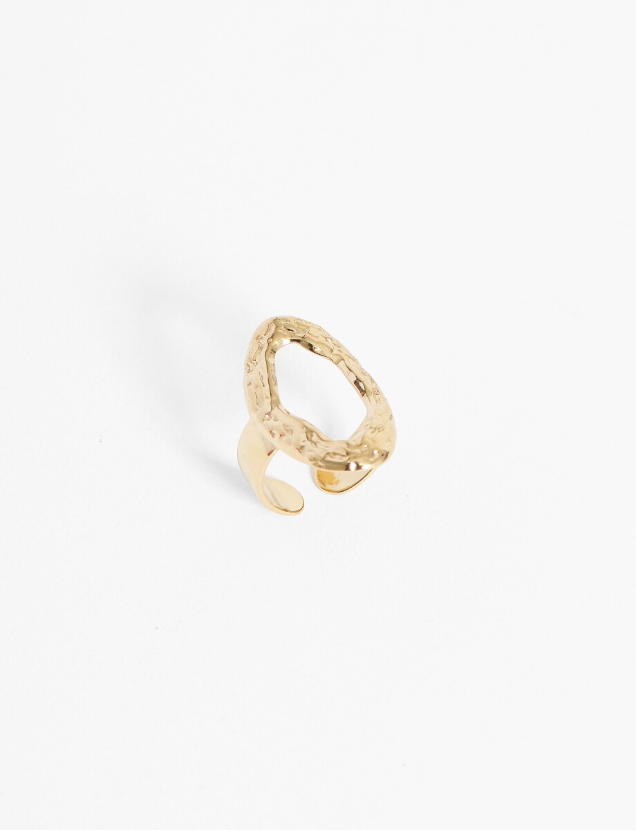 Anillo ajustable circulo texturado acero - dorado 