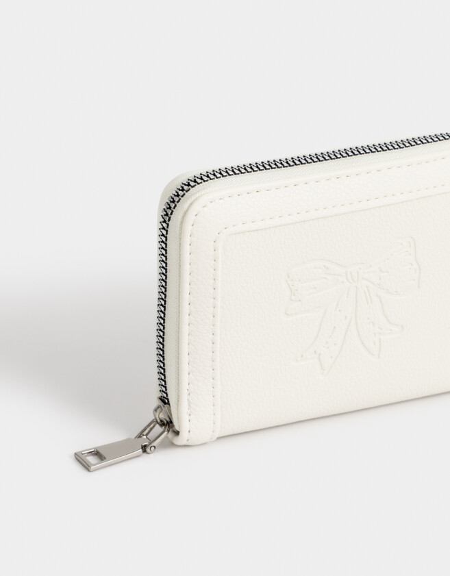 Billetera Romántico Billetera Con Relieve - Blanco Crudo