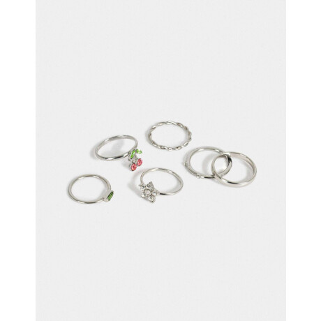 Set De Anillos De Metal Plateado